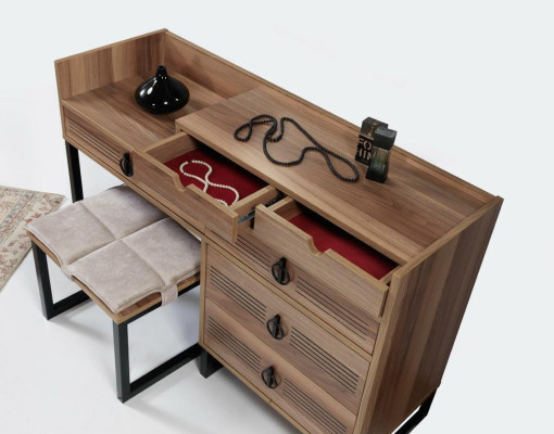Camera da letto Specchiera Comò in legno Design moderno Di lusso Marrone nuovo