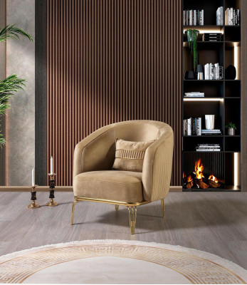 Soggiorno poltrona di lusso 1 posto divano arredamento nuovo Moderno Beige