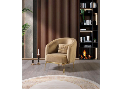 Soggiorno poltrona di lusso 1 posto divano arredamento nuovo Moderno Beige