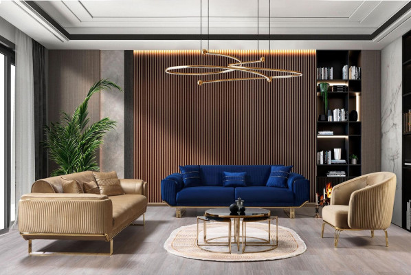 Soggiorno poltrona di lusso 1 posto divano arredamento nuovo Moderno Beige