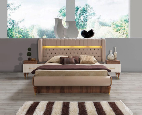 Camera da letto Comodini Materiale Legno Stile Arredamento Marrone Nuovo Di lusso