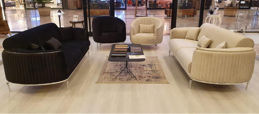 Poltrona design soggiorno divano tessuto imbottito lusso sedile nuovo nero