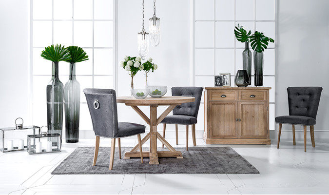 Tavolo rotondo di design classico in legno 110/140 cm per sala da pranzo nuovo.