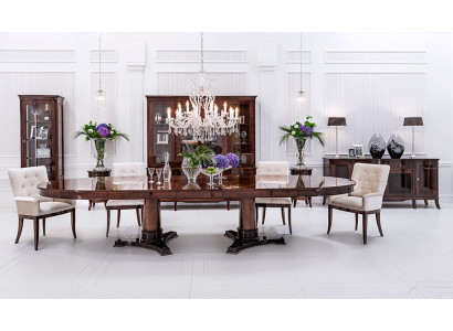 Tavolo barocco in stile antico lucido classico con 4 sedie, set di sedie.