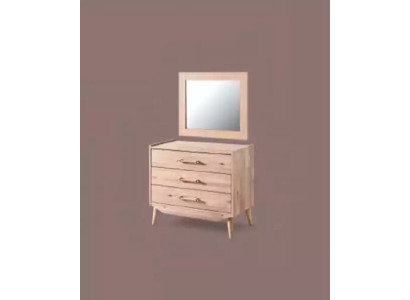 Mobile marrone in camera da letto marrone in legno con cassetti.