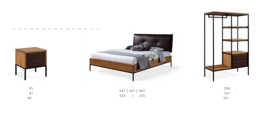 3 pezzi Set completo camera da letto in legno Loft Stile Design Letto Comodino Armadio Nuovo