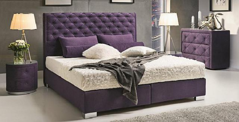 Continentale Boxspring doppio letto letto imbottito in pelle tessile nuovo