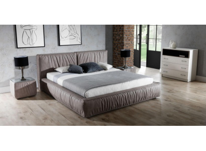 Set camera da letto marrone Letto Comodino Design elegante Moderno Mobili in legno 3 pezzi