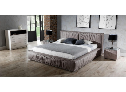 Set camera da letto marrone Letto Comodino Design elegante Moderno Mobili in legno 3 pezzi