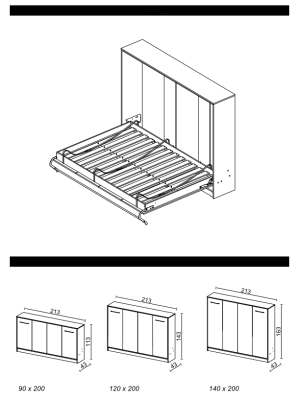 Letto Letto a scomparsa Armadio letto Armadio Letti Comodini Letto pieghevole Nuovo