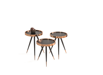 Lussuoso set contemporaneo di 3 tavolini da salotto di design per il soggiorno.