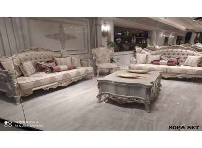 Set divano barocco rococò mobili soggiorno salotto imbottito 4 pezzi. Nuovo.