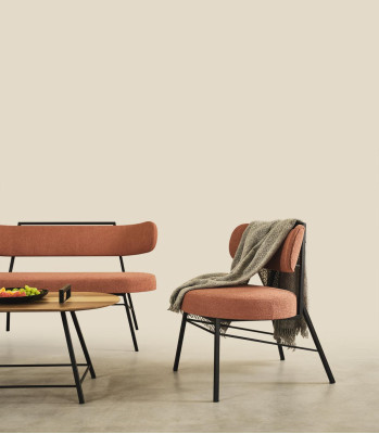 Set 4 pezzi. Banca 2x sedie tavolino sedile Banca Tessile Legno Designer