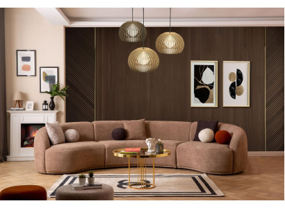 Sofà rotondo di design marrone divano d'angolo Moderno Mobili Soggiorno Divani di lusso