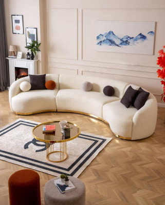 Set soggiorno moderno del designer. Divano rotondo + 1 poltrona, 2 pezzi.