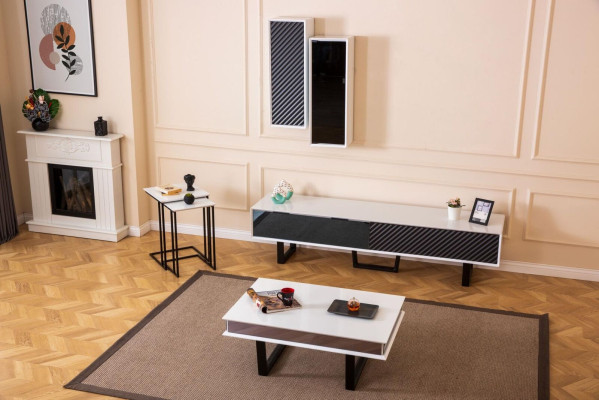 Set moderno per soggiorno 6 pezzi, mobile porta TV, armadio a parete design in legno, arredamento