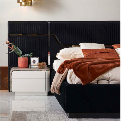 Camera da letto letto matrimoniale di lusso cornice del letto in legno Set 6 pezzi Design blu