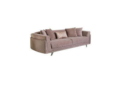 Divano a tre posti con funzione letto, divano a 3 posti in tessuto beige.
