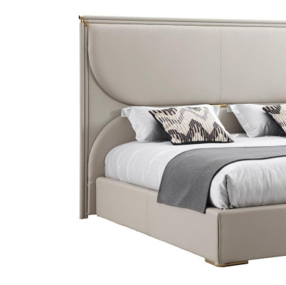 Lussuosa camera da letto Letto Mobili di design Letto matrimoniale Bianco Tessile Letti Legno Nuovo
