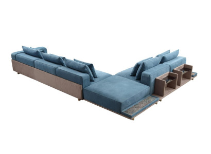 Divano angolare blu a L per soggiorno in tessuto di lusso design di lusso nuovo.