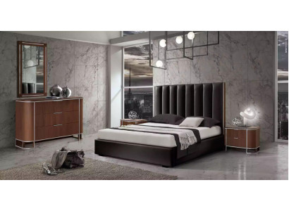 Set da camera da letto moderno completo, letto design + 2 comodini 3 pezzi.