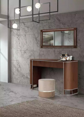 Tavolo da toeletta completo del designer con specchio, mobili moderni nuovi, set 2 pezzi.