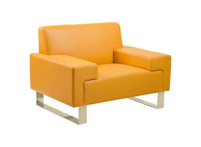 Sedia gialla, divano monoposto di design, poltrona in pelle lounge, 1 posto a sedere.