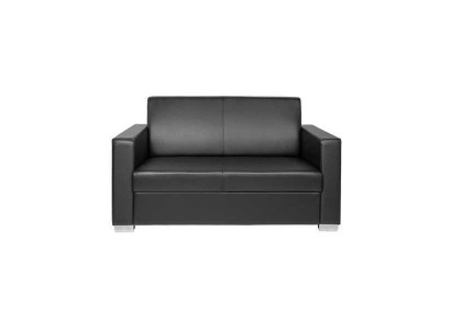 Divano in pelle nera a due posti Lounge couch moderno a 2 posti.