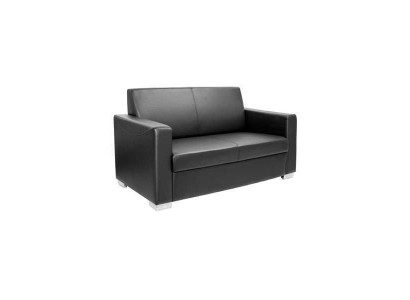 Divano in pelle nera a due posti Lounge couch moderno a 2 posti.