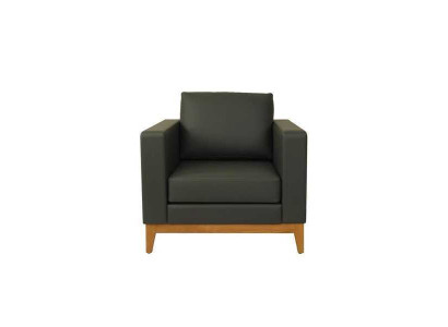 Poltrona relax monoposto di design verde scuro.