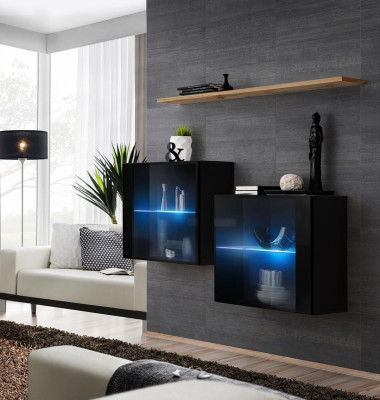 Mobili di design neri Armadio a parete di lusso Mobili da soggiorno Scaffale a parete