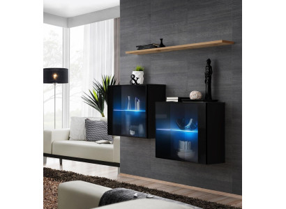 Mobili di design neri Armadio a parete di lusso Mobili da soggiorno Scaffale a parete