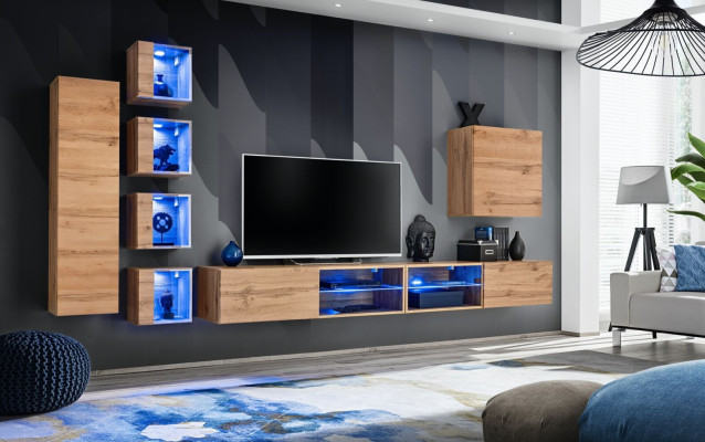Set di arredamento per parete, armadio a muro, mensole, credenza, mobiletto in legno, supporto TV, nuovo.  Set di mobili da parete, armadio a muro, mensole, credenza, mobiletto in legno, supporto TV, nuovo.