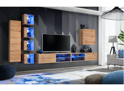 Set di arredamento per parete, armadio a muro, mensole, credenza, mobiletto in legno, supporto TV, nuovo.  Set di mobili da parete, armadio a muro, mensole, credenza, mobiletto in legno, supporto TV, nuovo.