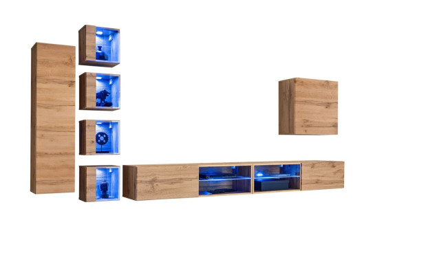 Set di arredamento per parete, armadio a muro, mensole, credenza, mobiletto in legno, supporto TV, nuovo.  Set di mobili da parete, armadio a muro, mensole, credenza, mobiletto in legno, supporto TV, nuovo.