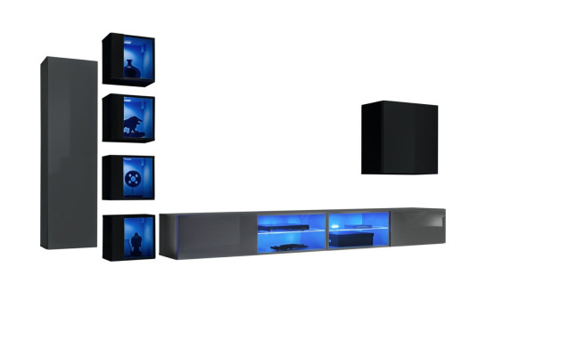 Arredamento Moderno Mobili Soggiorno Completo Parete Attrezzata in Legno Mobile TV