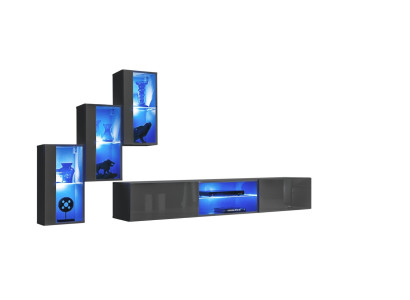 Set di mobili 4 pezzi, parete attrezzata di lusso con sideboard di design e mobile TV in legno.