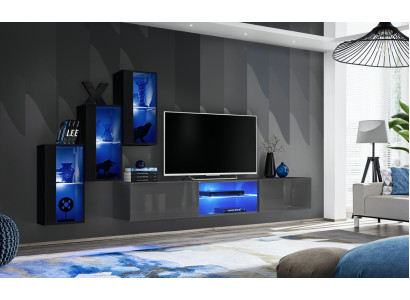 Set di parete soggiorno 4 pezzi 210 cm Arredamento Moderno Armadio a muro Nuovo