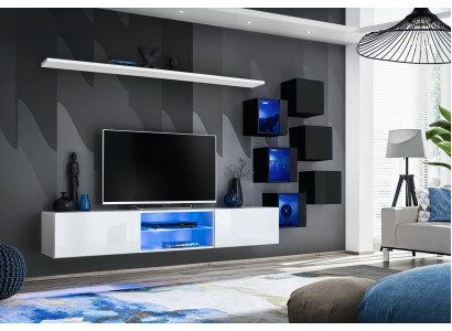 Set di mobili da parete - 6 armadi sospesi, mensole, credenza. Mobili in legno nuovi.   Set di mobili da parete - 6 armadi sospesi, mensole, credenza. Mobili in legno nuovi.