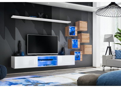 Nuovo set completo 8 pezzi armadio a parete lusso credenza supporto TV scaffali da parete