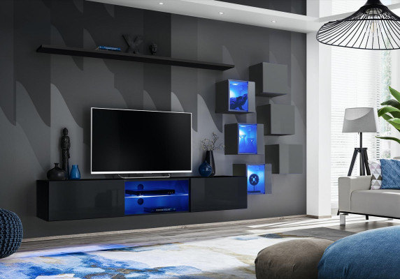 Mobile TV Parete soggiorno Credenza Set lusso Moderno Designer Ripiani Completamente