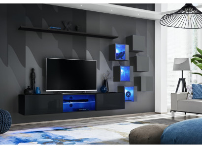 Mobile TV Parete soggiorno Credenza Set lusso Moderno Designer Ripiani Completamente