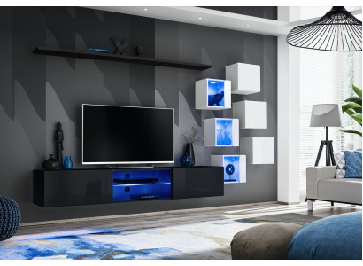 Moderno set di mobili per il soggiorno completo, scaffali da parete di lusso, design di design.