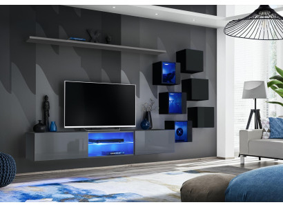 Imposta moderna grigia arredamento parete TV stand credenza in legno mobile a parete.