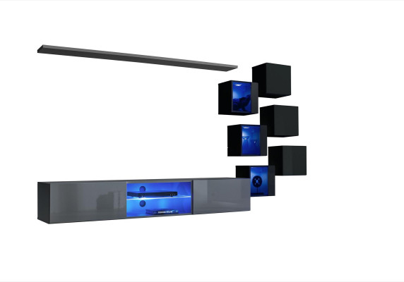 Imposta moderna grigia arredamento parete TV stand credenza in legno mobile a parete.