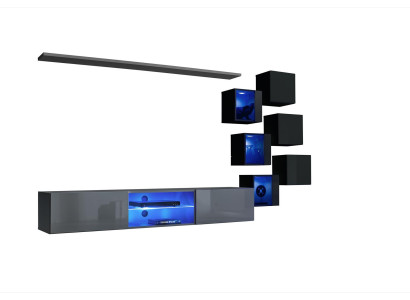 Imposta moderna grigia arredamento parete TV stand credenza in legno mobile a parete.