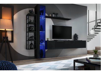 Wohnwand nera Mobile TV di design Mobili per il soggiorno Mobili completi Sideboard