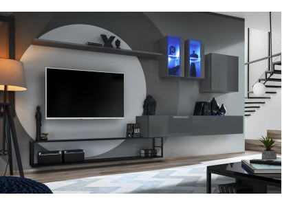 Set di mobili da soggiorno completo a 6 pezzi, parete attrezzata di design, mobili di lusso, credenza.