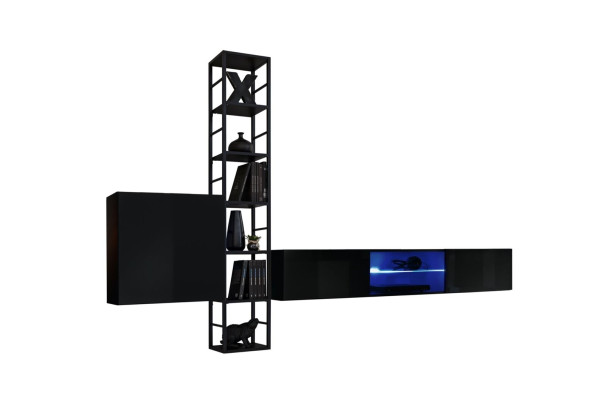 Mobile porta TV nero 270 cm Mobile da parete di lusso Mobili da soggiorno Scaffali Arredamento in legno
