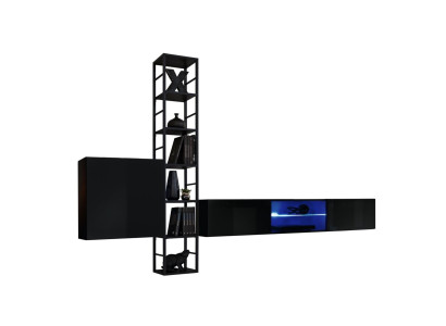 Mobile porta TV nero 270 cm Mobile da parete di lusso Mobili da soggiorno Scaffali Arredamento in legno